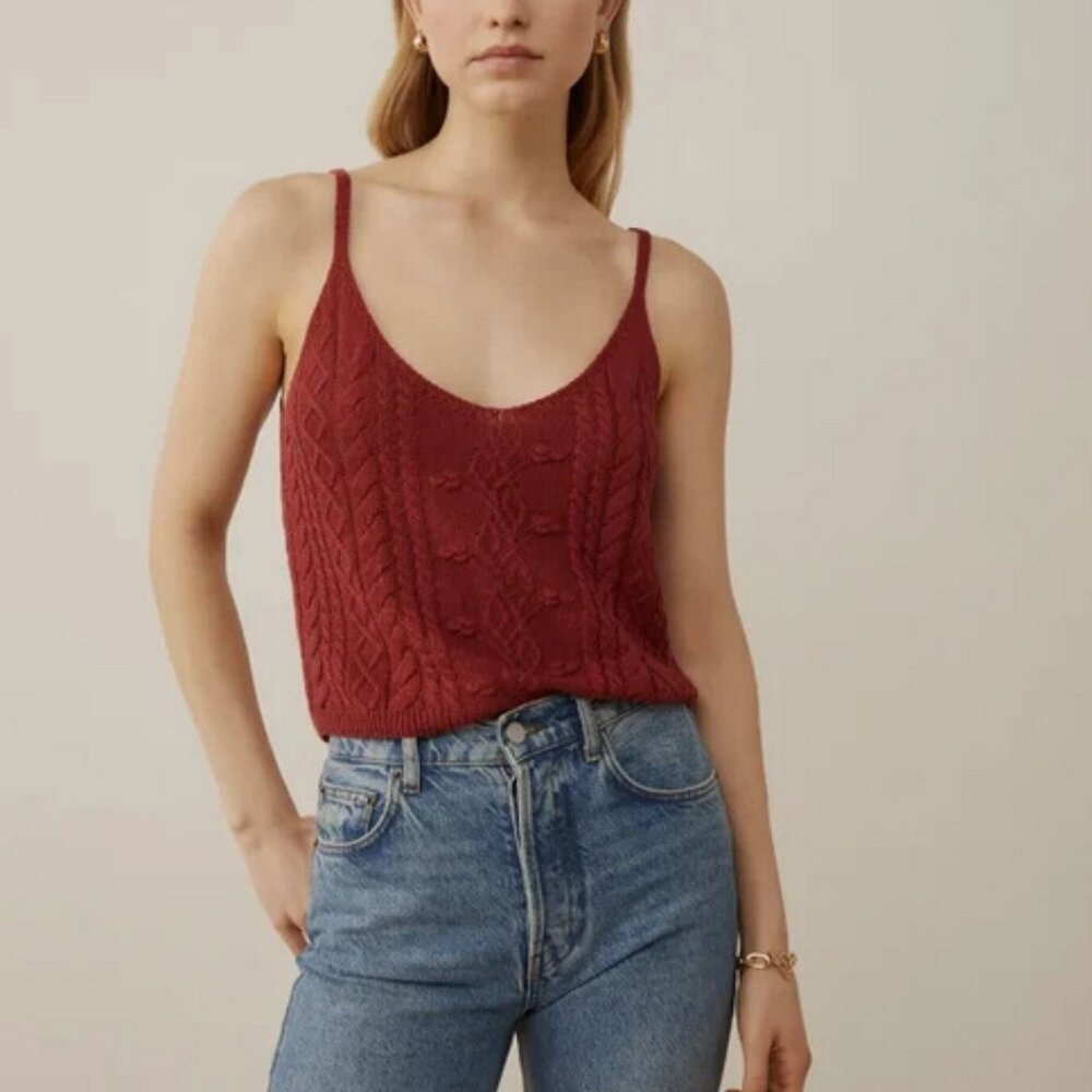 Reformation Janina Novelty Sweater Tank in Oatmeal XS